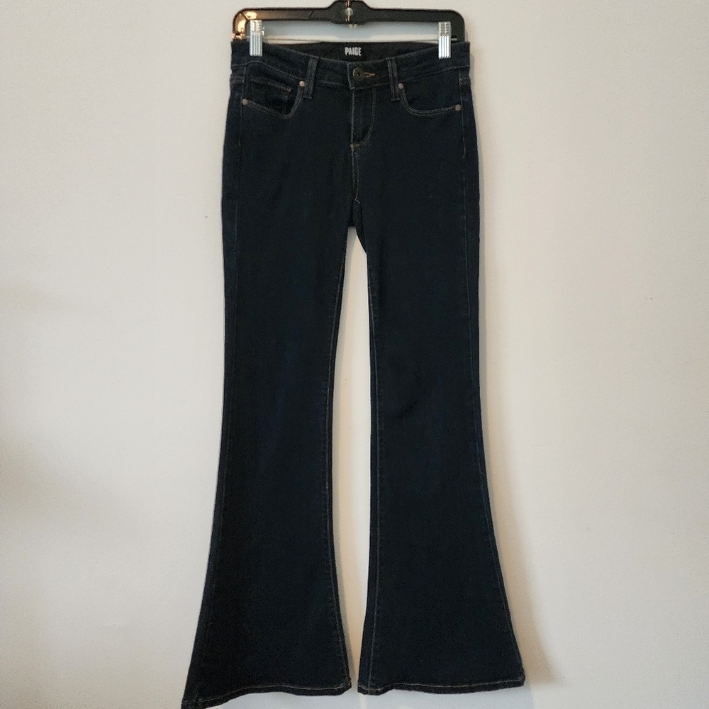 Paige Lou Lou Flare Jeans In Bradford Blue Size 26 Petite - Picture 3 of 16